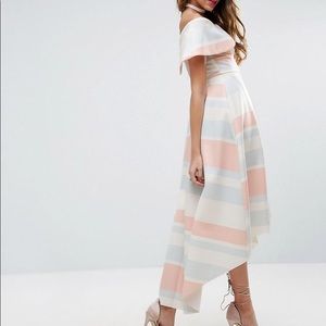 Pastel Stripe Deep Fold Dress